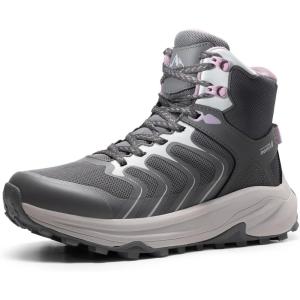NORTIV 8 Women’s Hiking Boots Waterproof with Arch Support Sneakers Walking Outdoor Comfortable Lightweight Boot Echo Mid(Dark Grey)