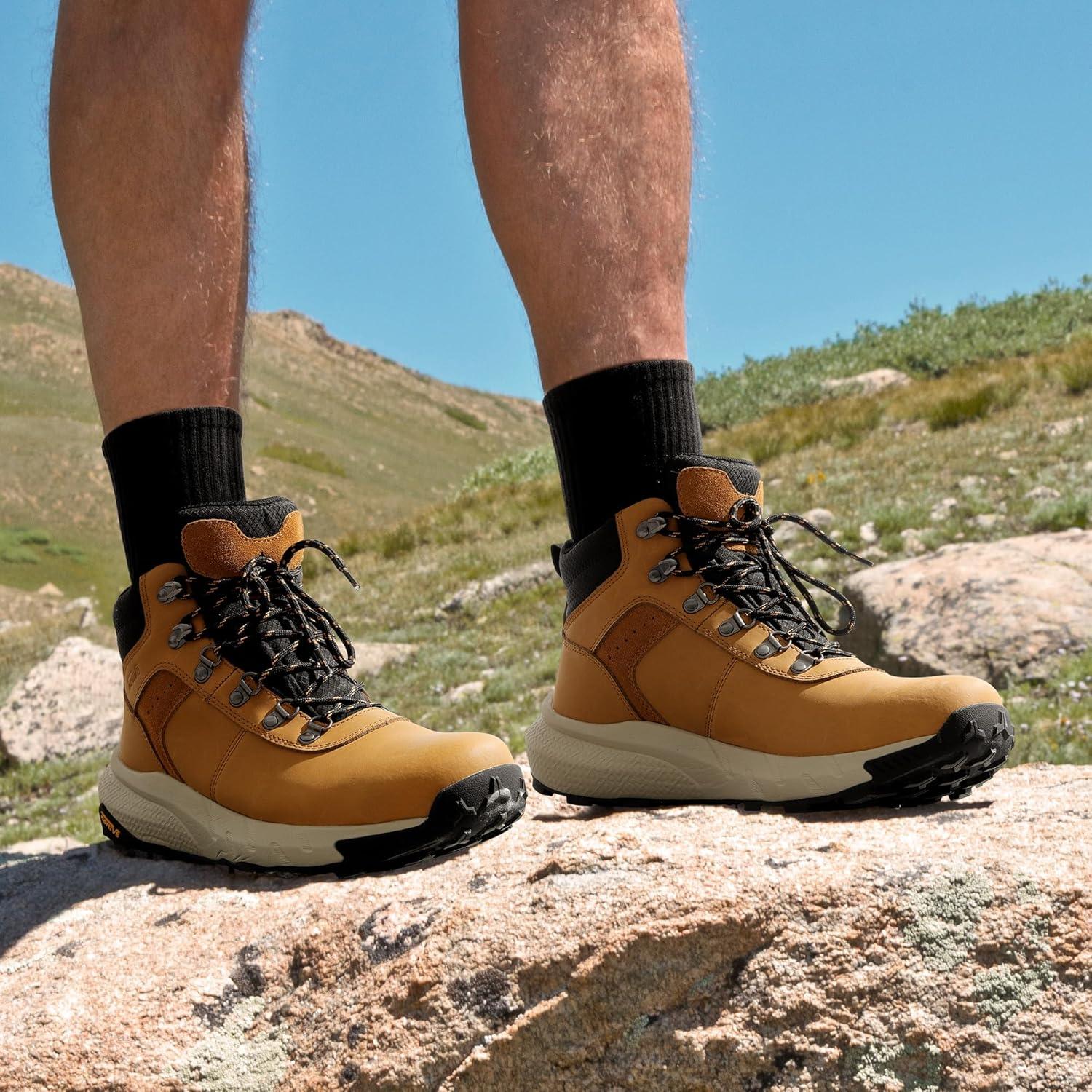 imageNORTIV 8 Mens Waterproof Hiking Boots Lightweight Outdoor Mid Trekking Winter Snow Leather Shoes DriftShieldBrown