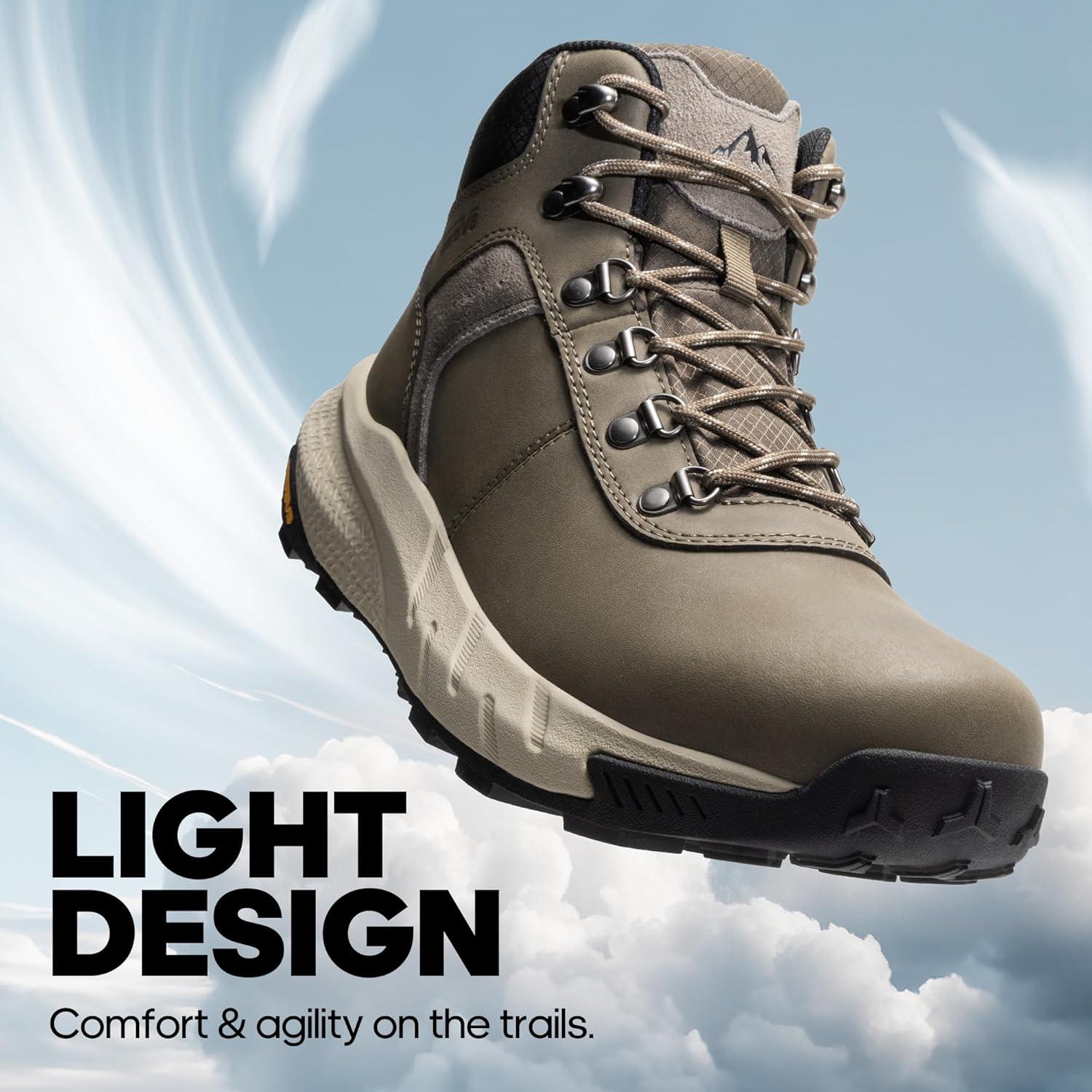 imageNORTIV 8 Mens Waterproof Hiking Boots Lightweight Outdoor Mid Trekking Winter Snow Leather Shoes DriftShieldOlive