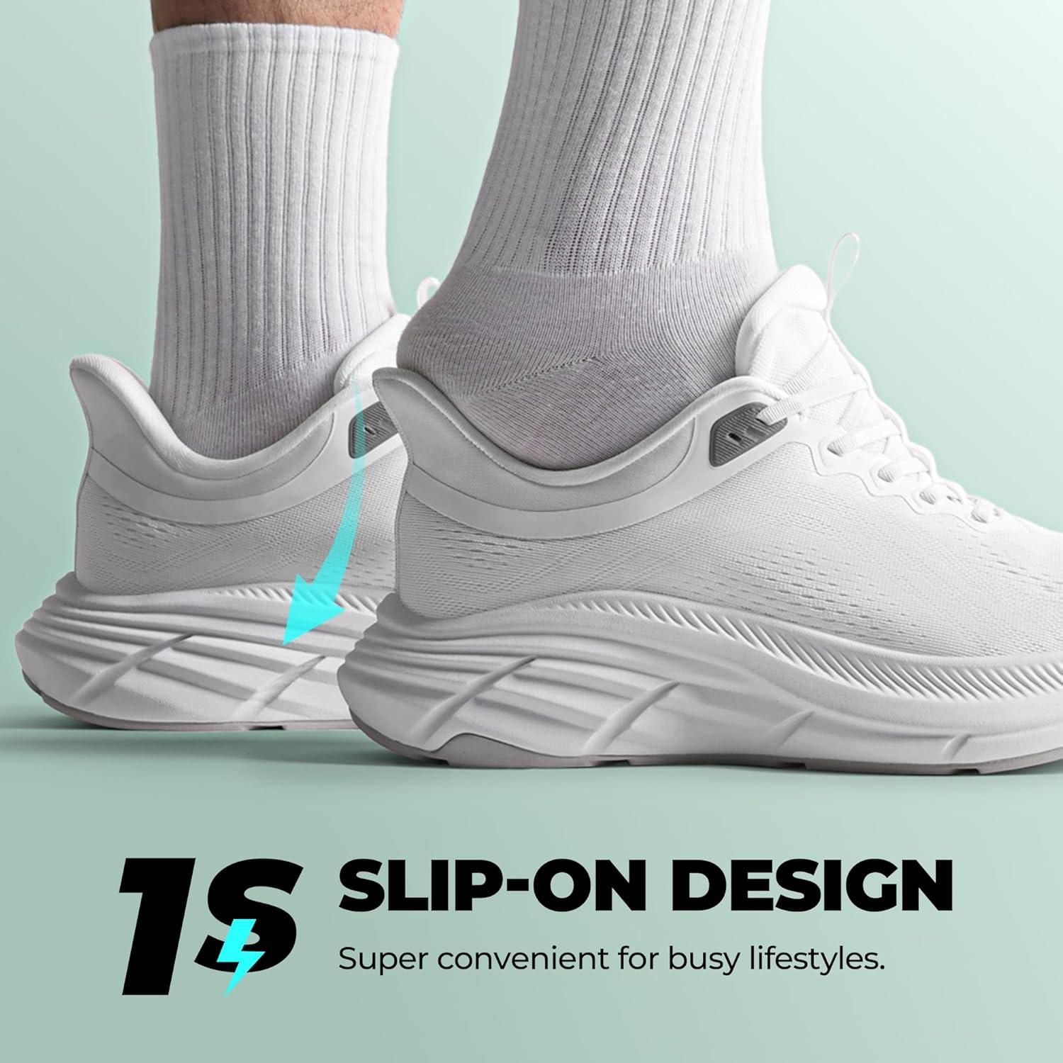 imageNORTIV 8 Mens Hands Free Slip On Walking Running Shoes Cushioning Non Slip Tennis Athletic Gym Workout Comfortable Fashion SneakersWhite