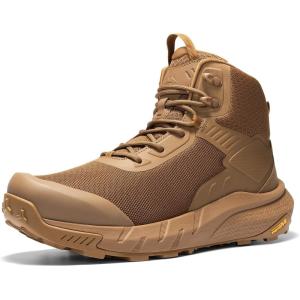 NORTIV 8 Men’s Waterproof Military Tactical Work Boots Leather Motorcycle Combat Lightweight Non-Slip Hiking Boots for Men Defender(All Coyote)