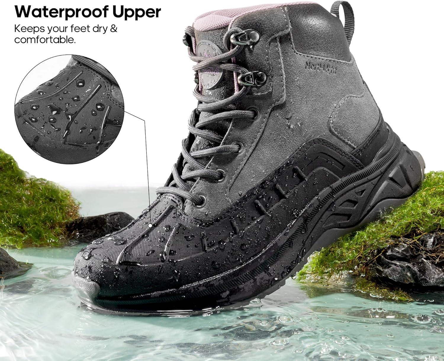 imageNORTIV 8 Womens Waterproof Hiking Boots Outdoor Trekking Camping Trail Hiking Boots