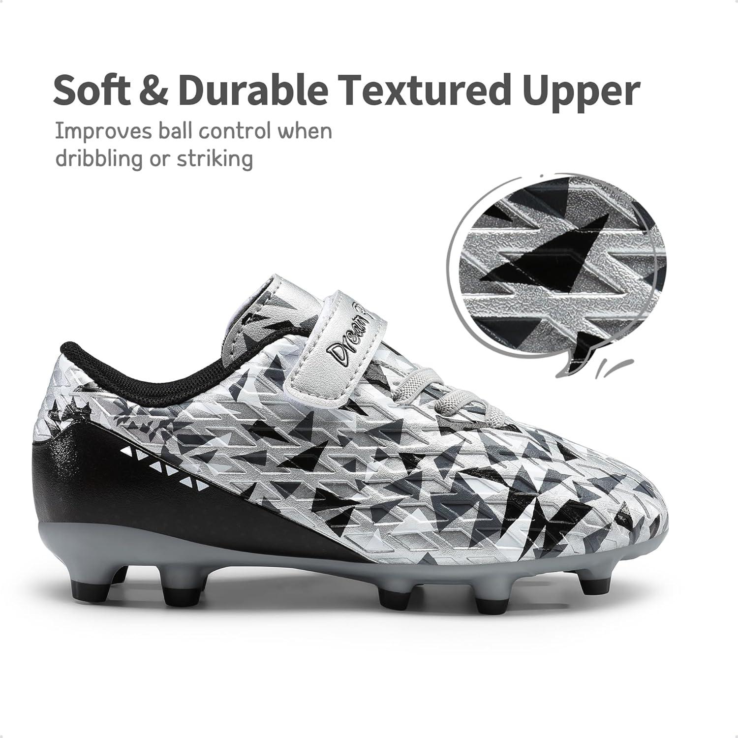 imageDREAM PAIRS Boys Girls Soccer Cleats Kids Football Shoes for LittleBig KidBlackGrey