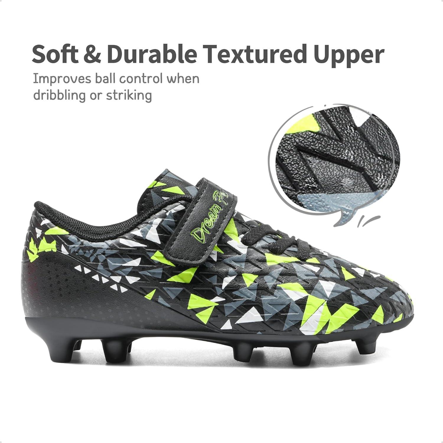 imageDREAM PAIRS Boys Girls Soccer Cleats Kids Football Shoes for LittleBig KidBlackNeon Green