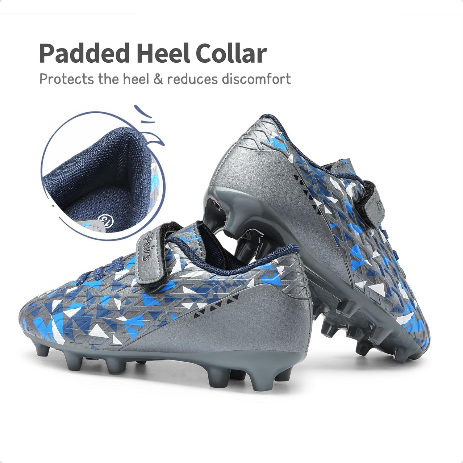 imageDREAM PAIRS Boys Girls Soccer Cleats Kids Football Shoes for LittleBig KidDark GreyRoyal Blue