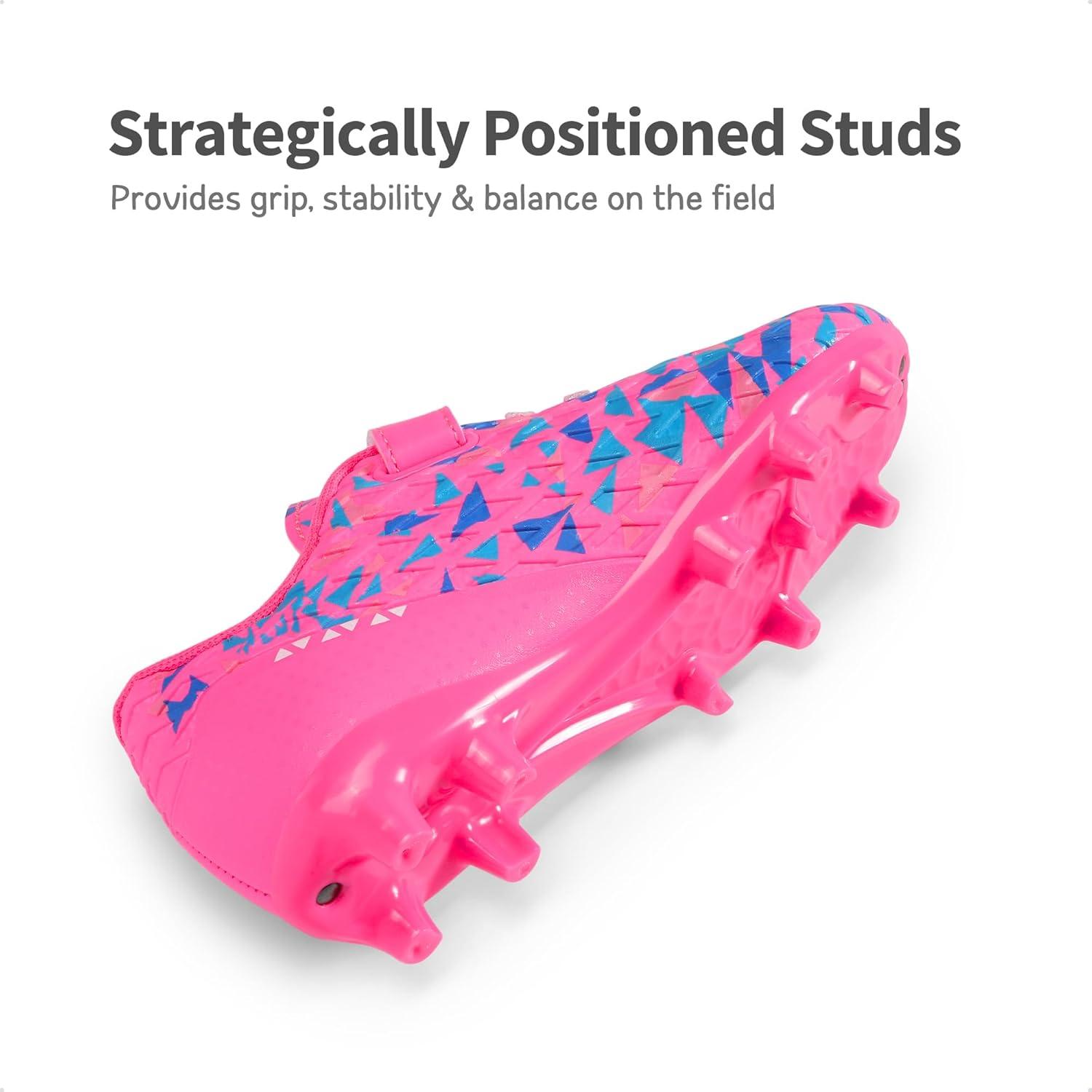 imageDREAM PAIRS Boys Girls Soccer Cleats Kids Football Shoes for LittleBig KidHot PinkRoyal Blue