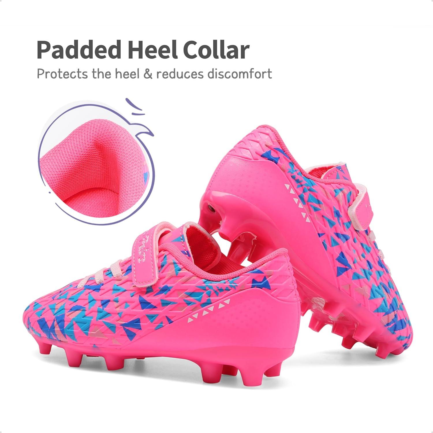 imageDREAM PAIRS Boys Girls Soccer Cleats Kids Football Shoes for LittleBig KidHot PinkRoyal Blue