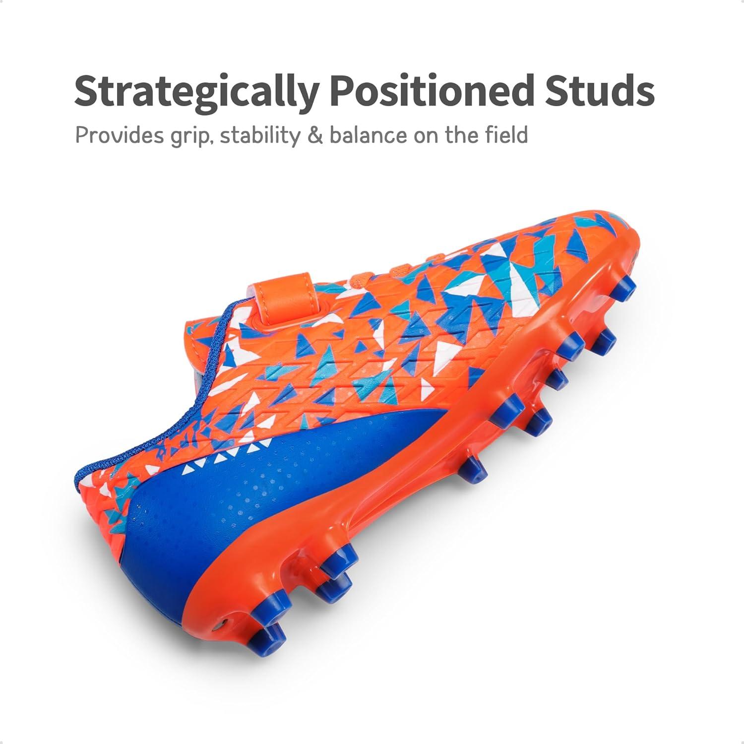 imageDREAM PAIRS Boys Girls Soccer Cleats Kids Football Shoes for LittleBig KidOrangeBlue