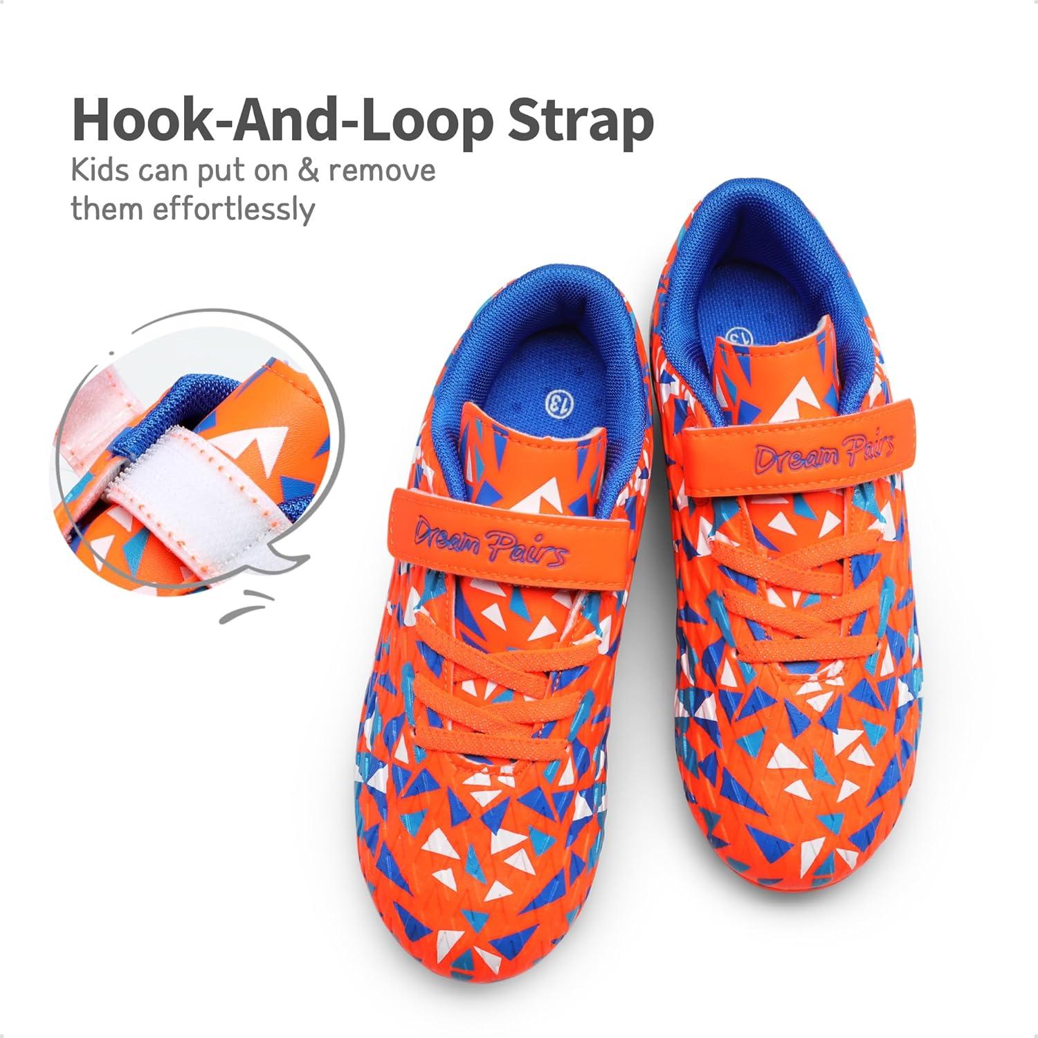 imageDREAM PAIRS Boys Girls Soccer Cleats Kids Football Shoes for LittleBig KidOrangeBlue