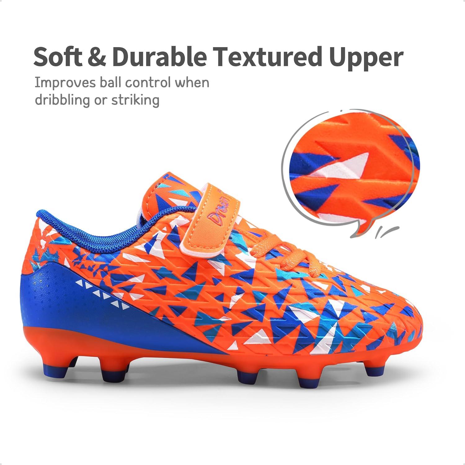 imageDREAM PAIRS Boys Girls Soccer Cleats Kids Football Shoes for LittleBig KidOrangeBlue