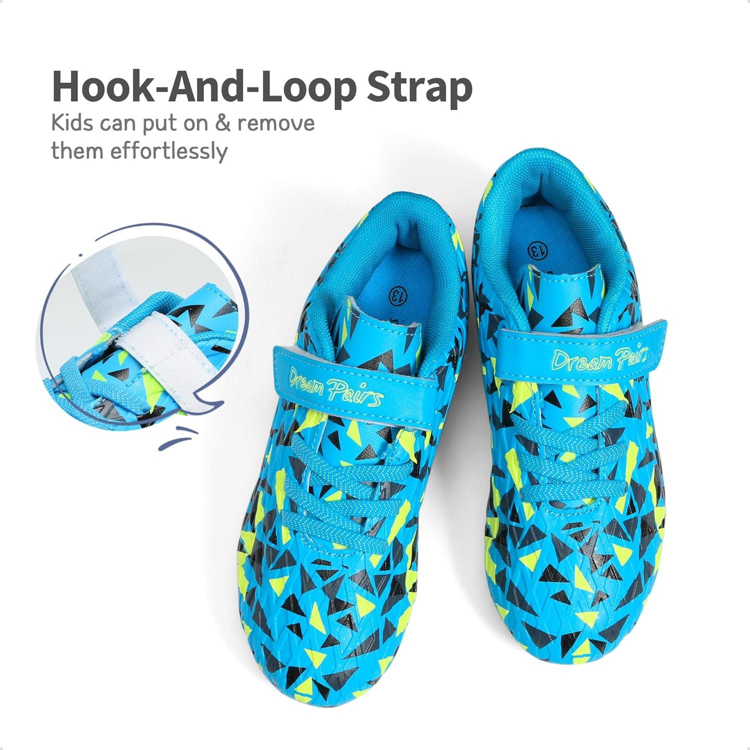 imageDREAM PAIRS Boys Girls Soccer Cleats Kids Football Shoes for LittleBig KidRoyal BlueNeon Green