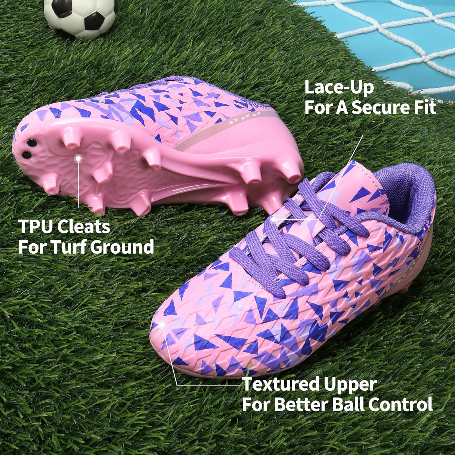imageDREAM PAIRS Boys Girls Soccer Cleats Youth Firm Groud Athletic Outdoor Trainning Football Shoes for LittleBig KidPinkPurple