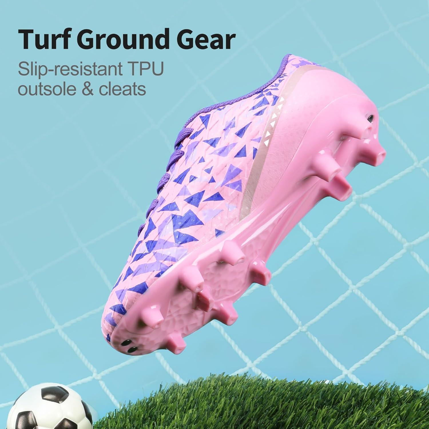 imageDREAM PAIRS Boys Girls Soccer Cleats Youth Firm Groud Athletic Outdoor Trainning Football Shoes for LittleBig KidPinkPurple