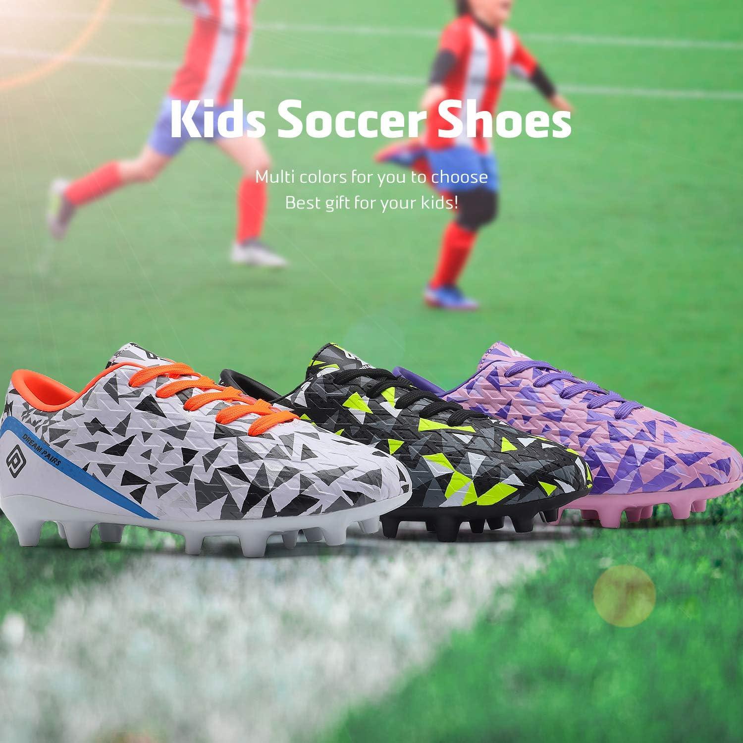 imageDREAM PAIRS Boys Girls Soccer Cleats Youth Firm Groud Athletic Outdoor Trainning Football Shoes for LittleBig KidWhiteRoyalBlueOrange