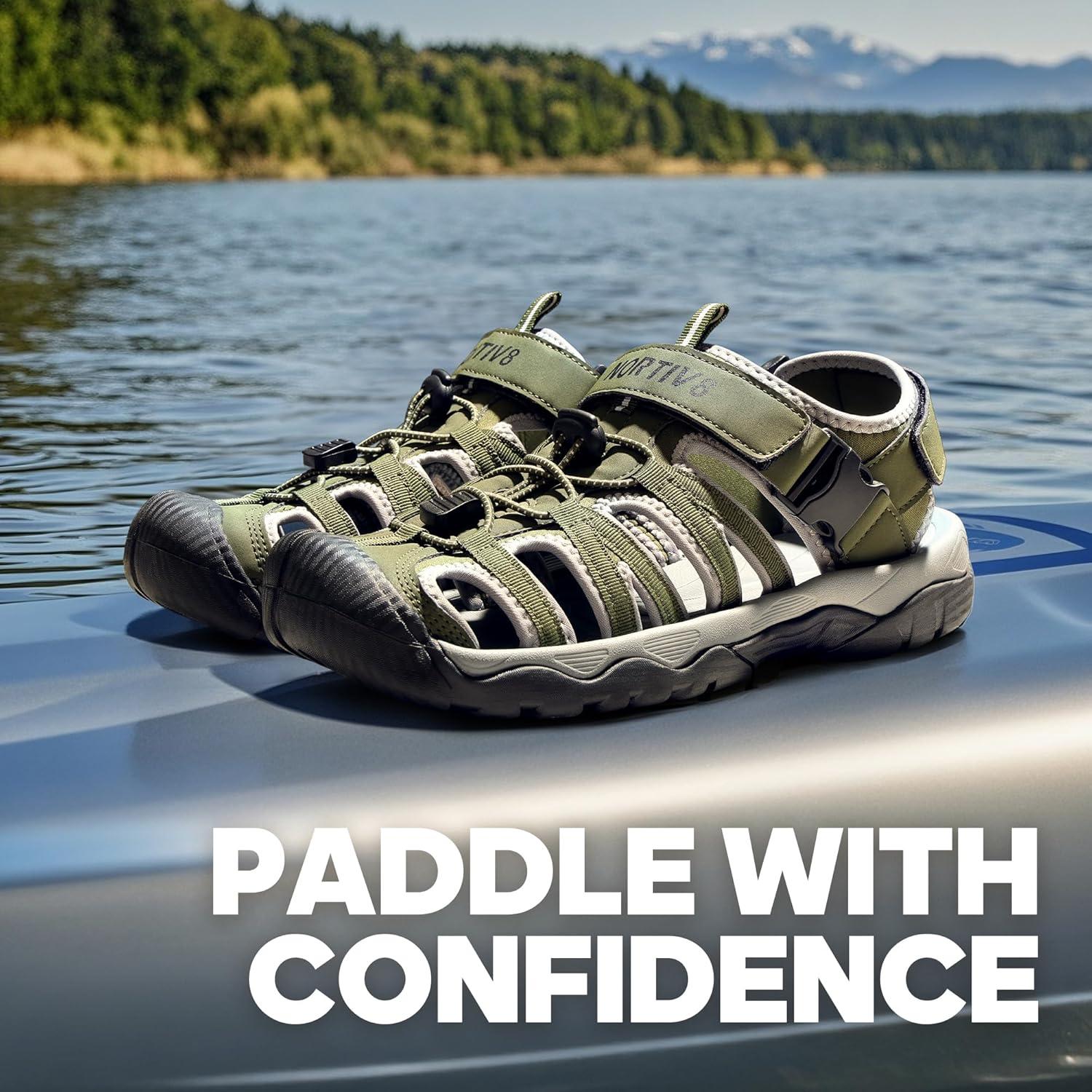 imageNORTIV 8 Mens Sandals Closed Toe Athletic Sport Sandals Mens Summer Shoes Lightweight Trail Walking Sandals for MenArmy Green