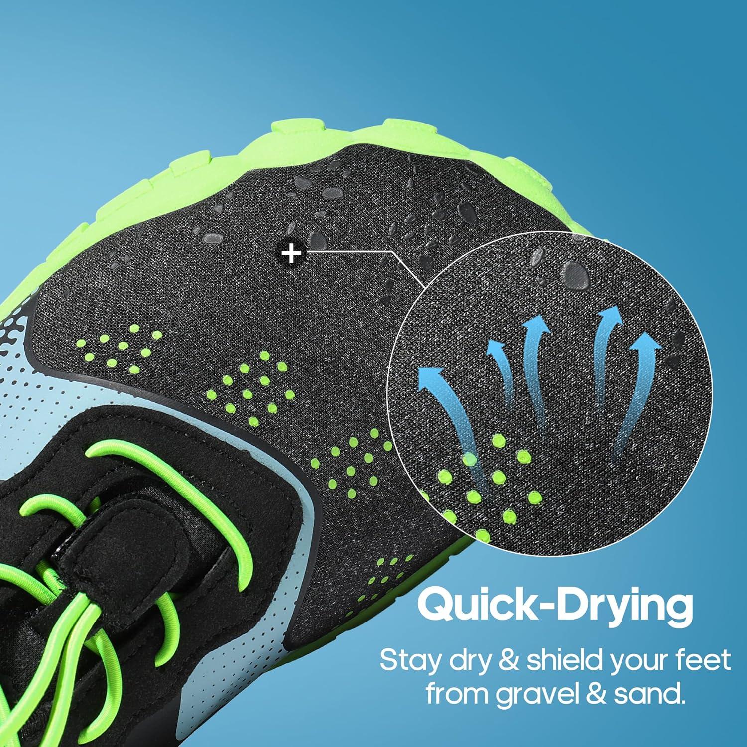imageNORTIV 8 Mens Water Shoes Barefoot Athletic Lightweight Sports Aqua Shoes Outdoor Swim Fishing Hiking Diving Surf Walking Water Shoe TREKMANBlackNeonGreen