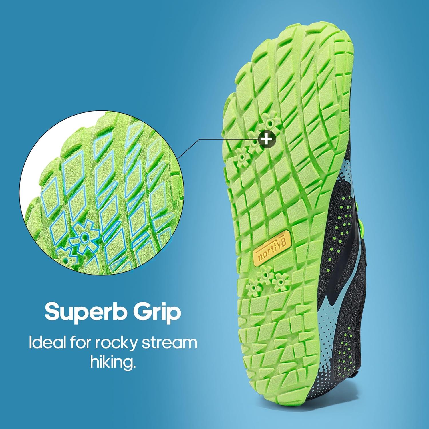imageNORTIV 8 Mens Water Shoes Barefoot Athletic Lightweight Sports Aqua Shoes Outdoor Swim Fishing Hiking Diving Surf Walking Water Shoe TREKMANBlackNeonGreen
