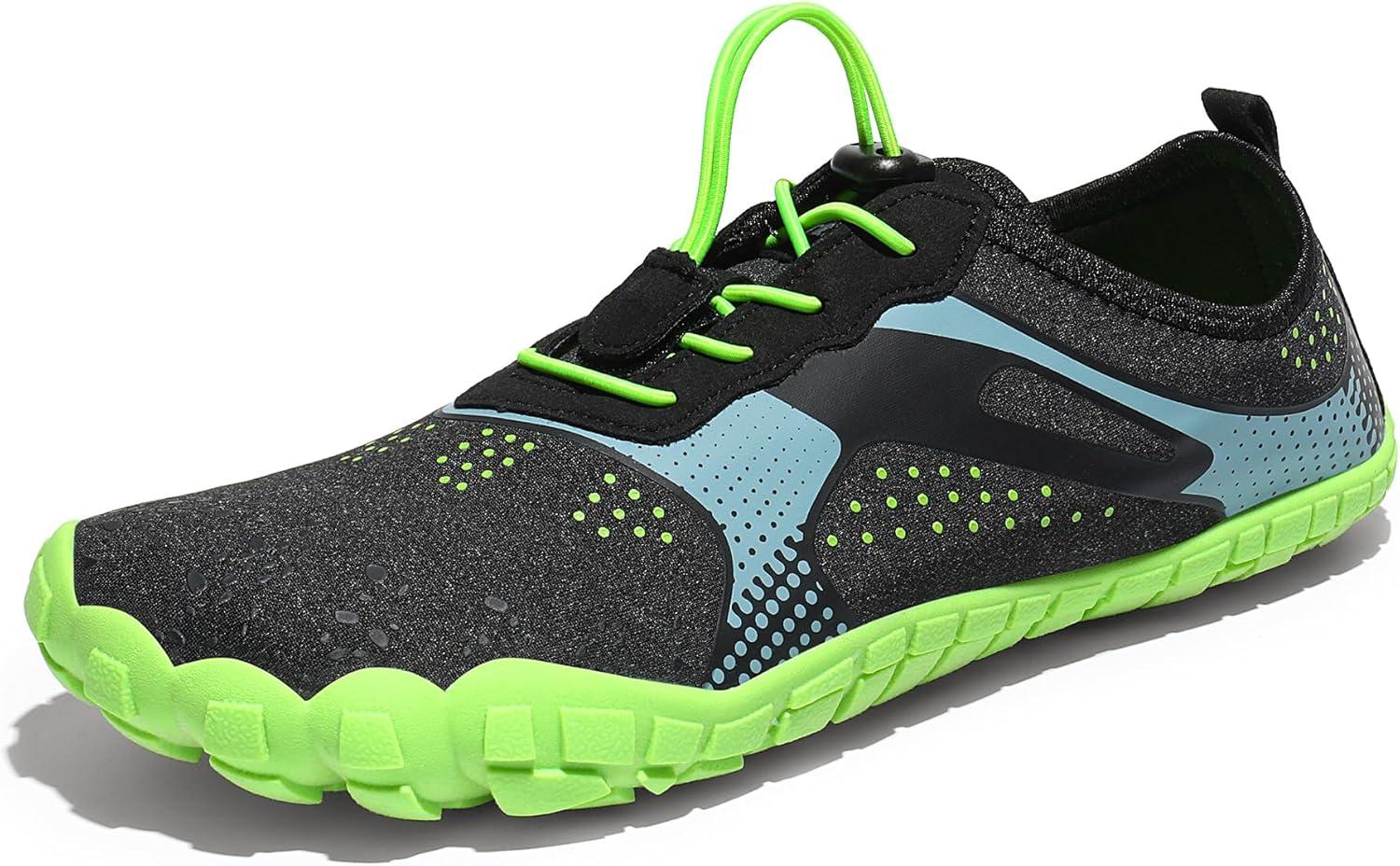 imageNORTIV 8 Mens Water Shoes Barefoot Athletic Lightweight Sports Aqua Shoes Outdoor Swim Fishing Hiking Diving Surf Walking Water Shoe TREKMANBlackNeonGreen
