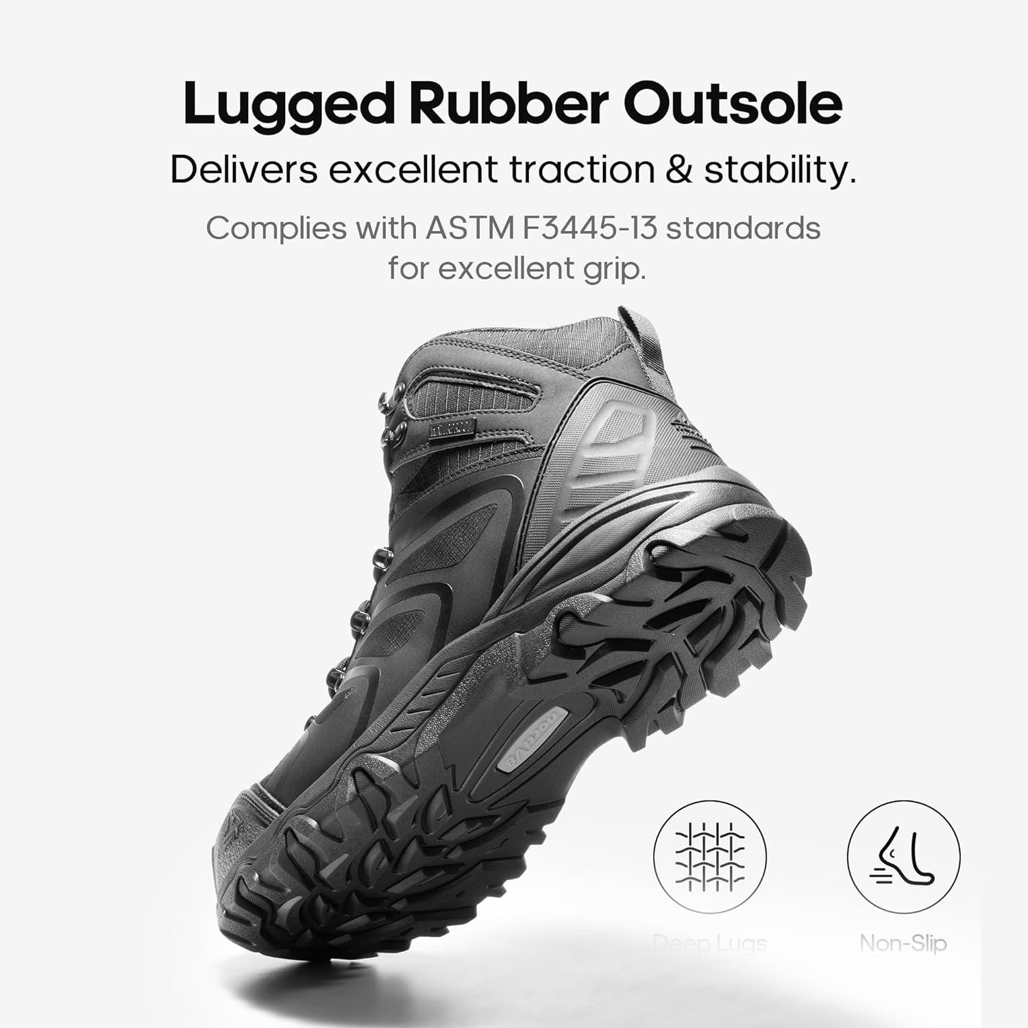 imageNORTIV 8 Mens Waterproof Steel Toe Work BootsAll Black