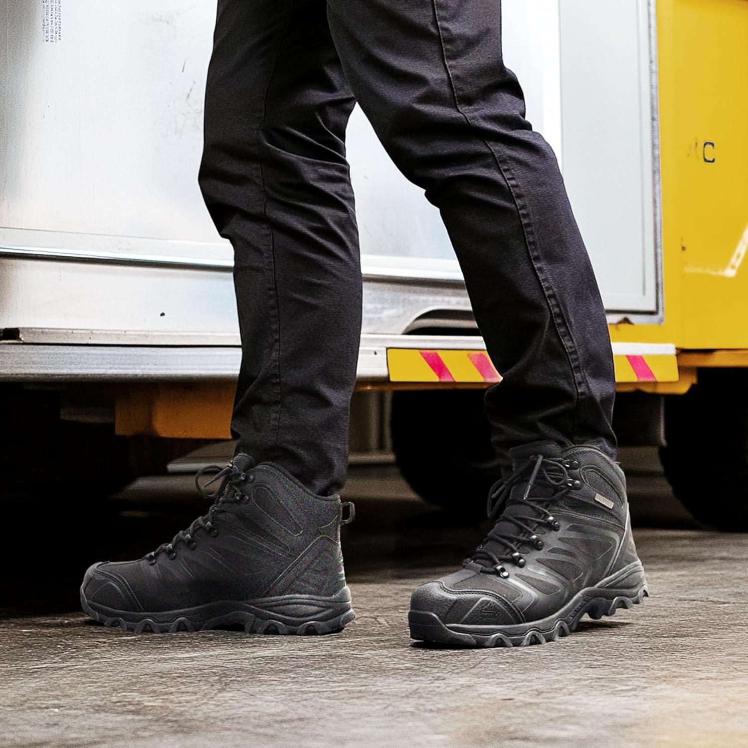 imageNORTIV 8 Mens Waterproof Steel Toe Work BootsAll Black