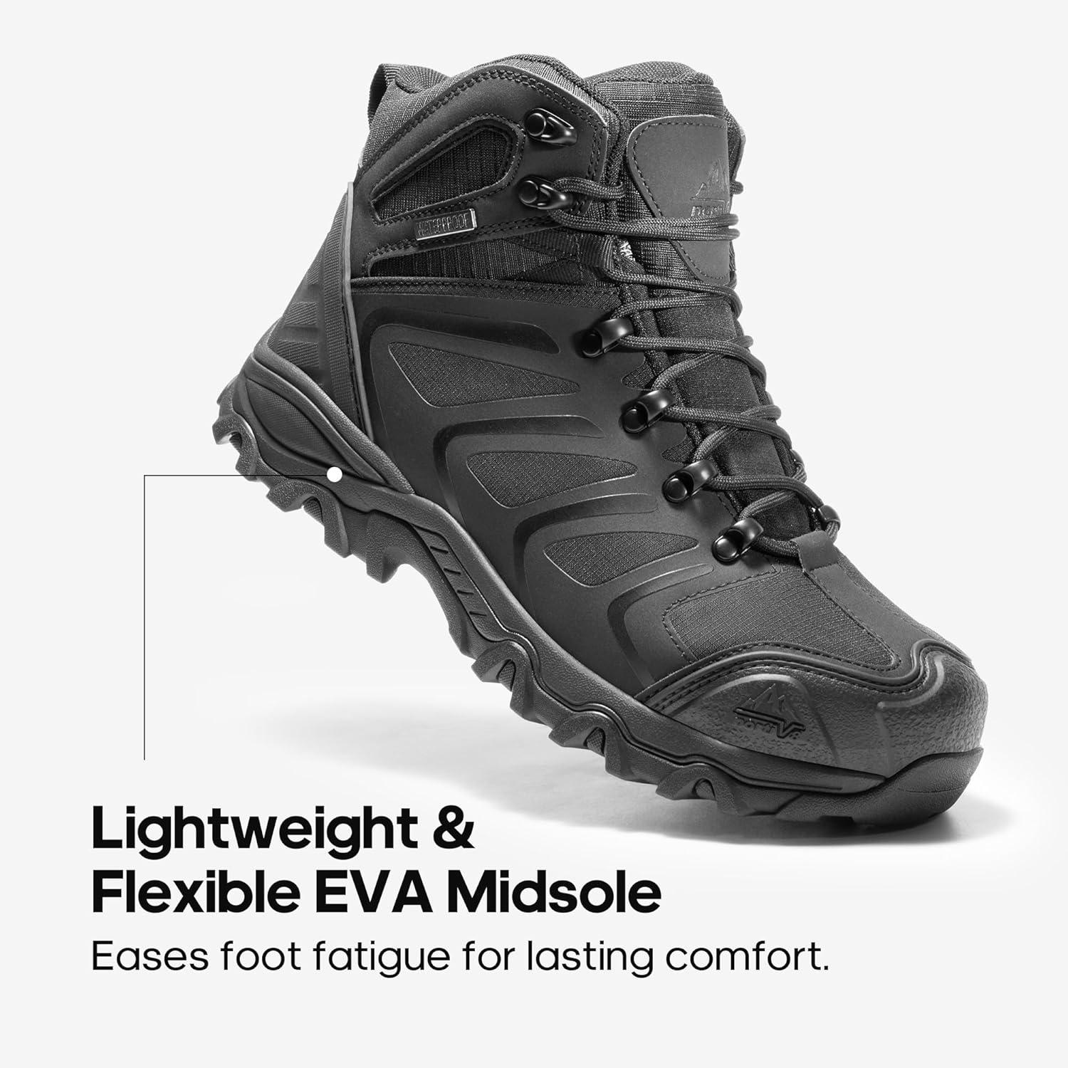 imageNORTIV 8 Mens Waterproof Steel Toe Work BootsAll Black