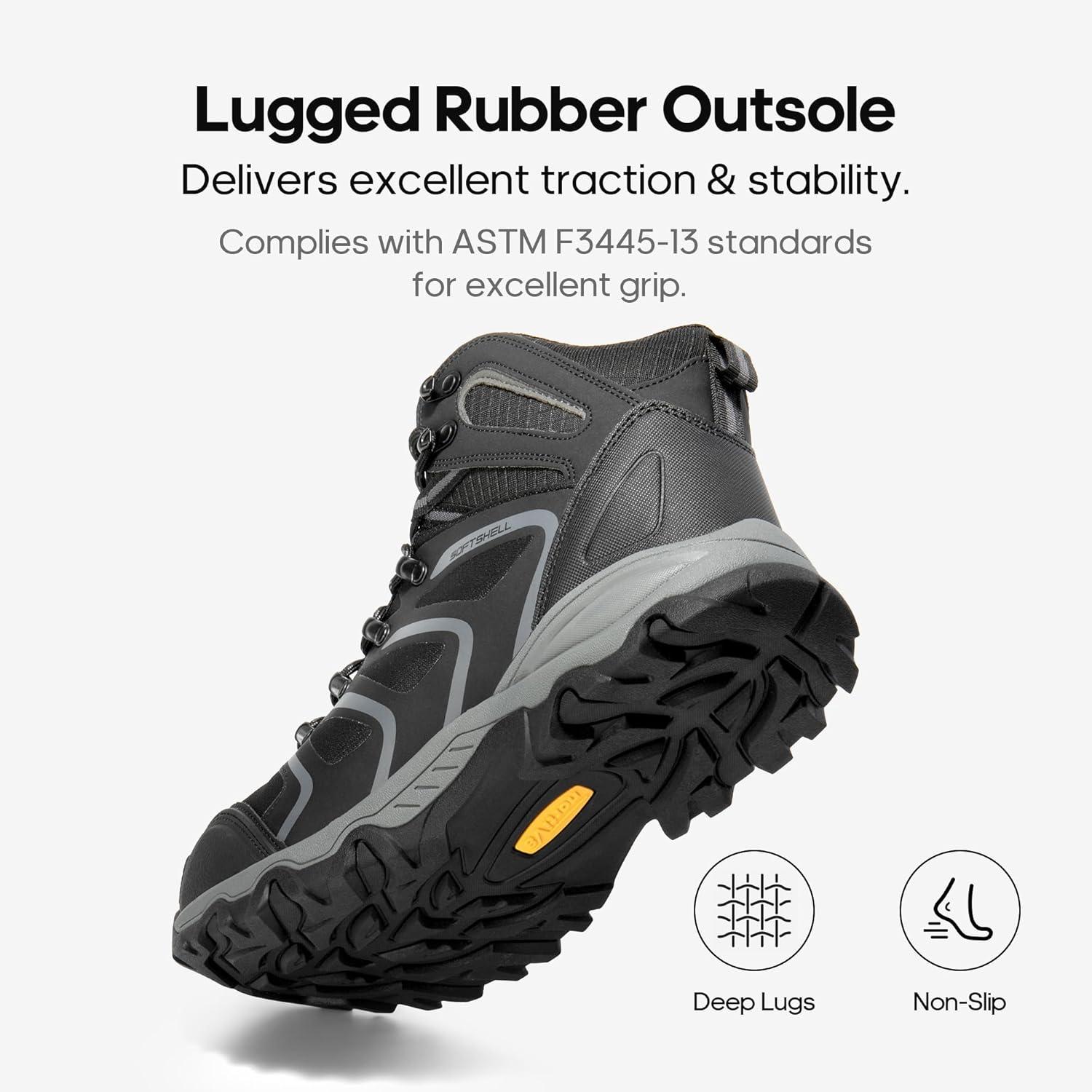 imageNORTIV 8 Mens Waterproof Steel Toe Work BootsBlackDarkGrey