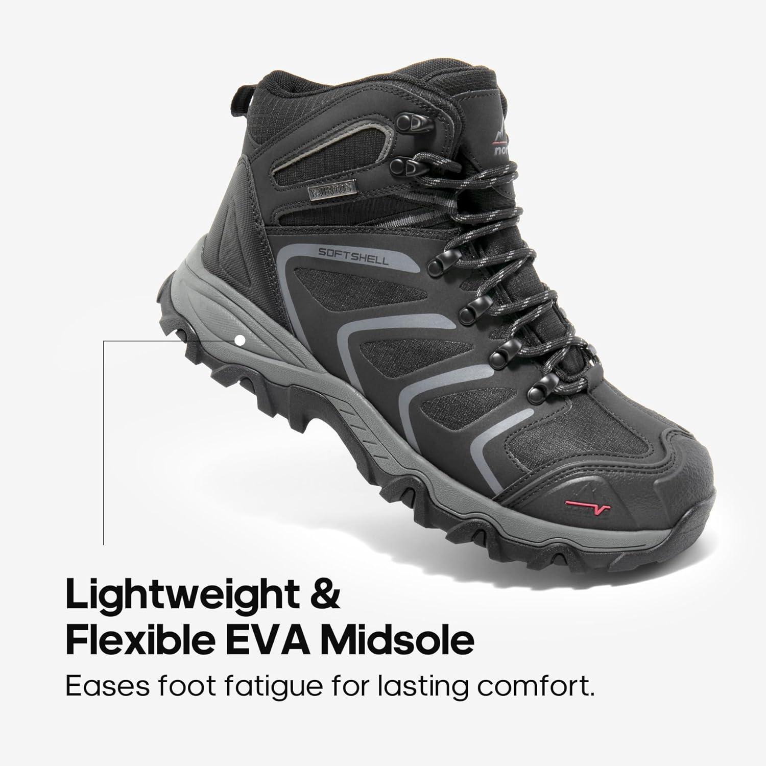 imageNORTIV 8 Mens Waterproof Steel Toe Work BootsBlackDarkGrey