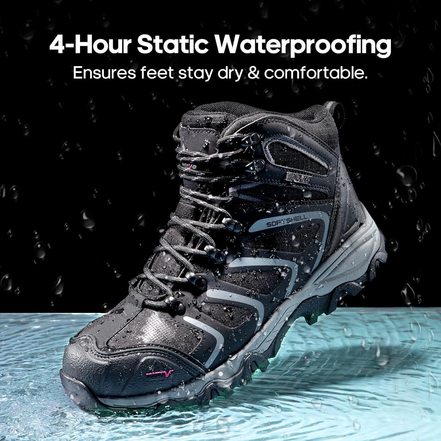 imageNORTIV 8 Mens Waterproof Steel Toe Work BootsBlackDarkGrey