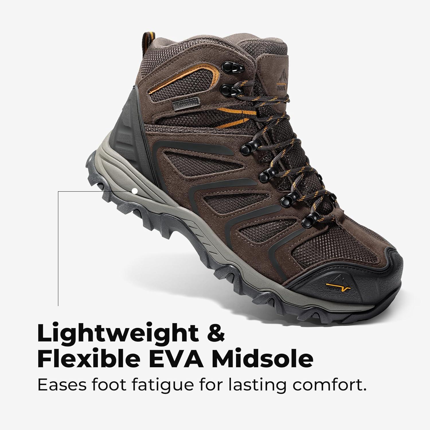 imageNORTIV 8 Mens Waterproof Steel Toe Work BootsBrown