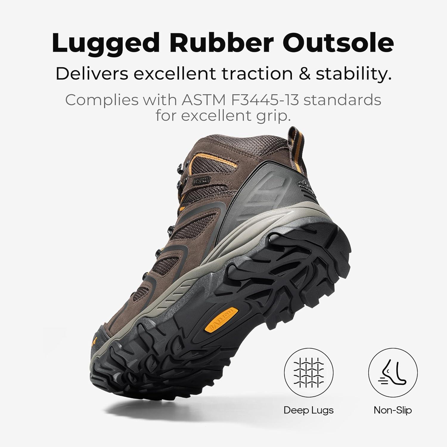 imageNORTIV 8 Mens Waterproof Steel Toe Work BootsBrown