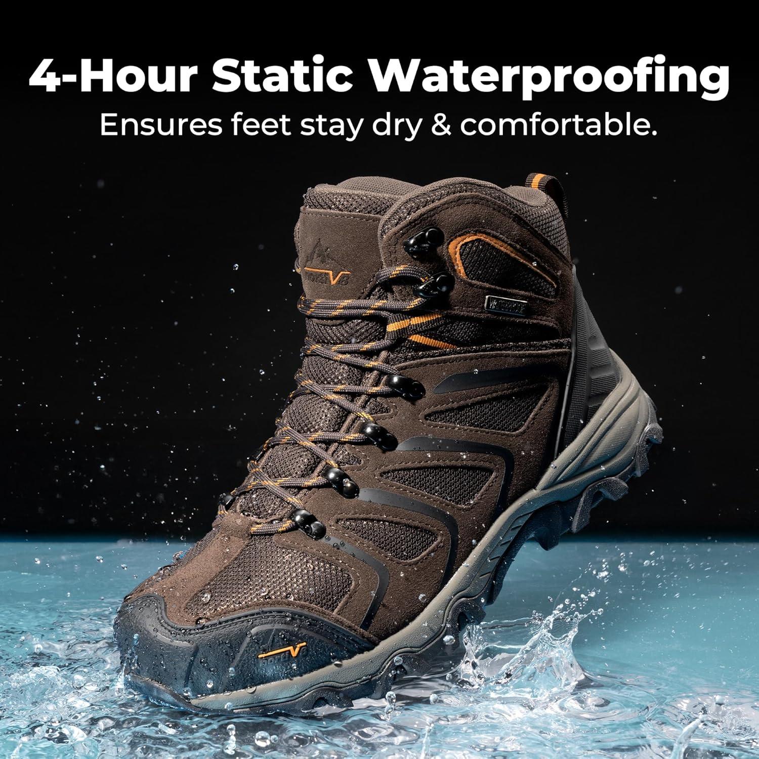 imageNORTIV 8 Mens Waterproof Steel Toe Work BootsBrown