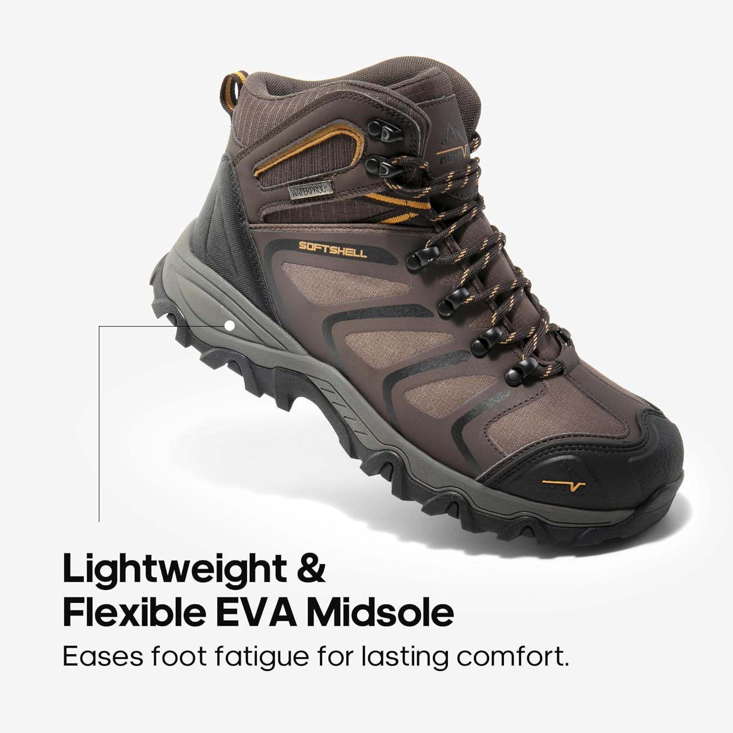 imageNORTIV 8 Mens Waterproof Steel Toe Work BootsBrownBlackTan