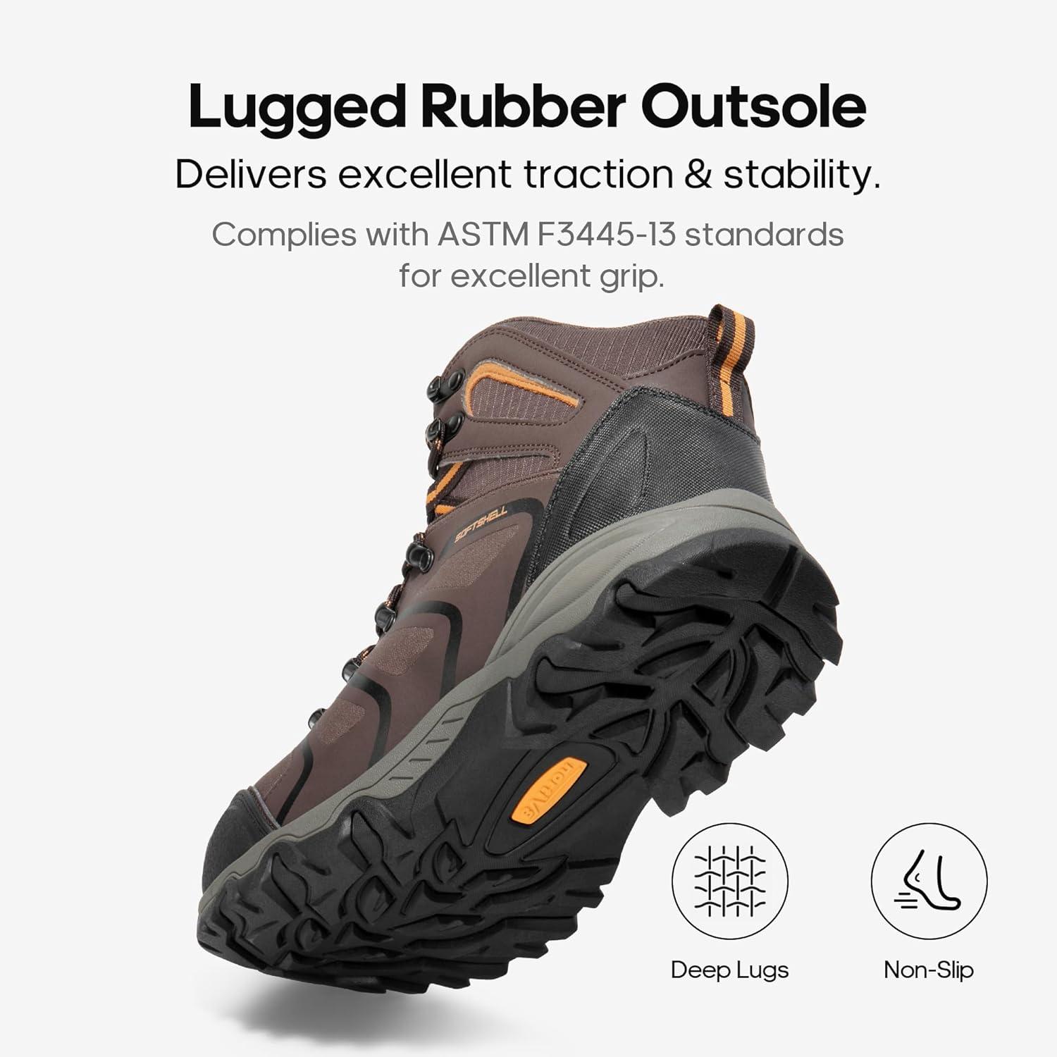 imageNORTIV 8 Mens Waterproof Steel Toe Work BootsBrownBlackTan