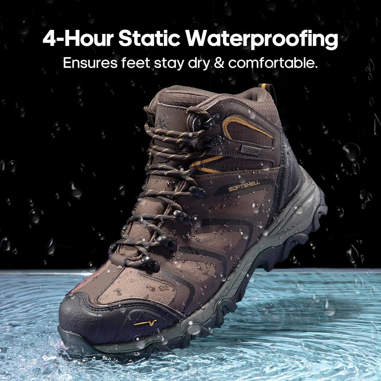 imageNORTIV 8 Mens Waterproof Steel Toe Work BootsBrownBlackTan
