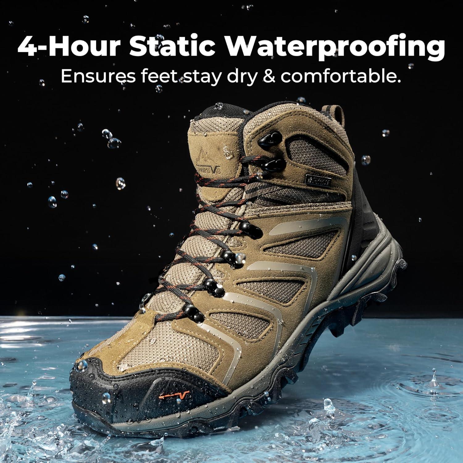 imageNORTIV 8 Mens Waterproof Steel Toe Work BootsTaupe