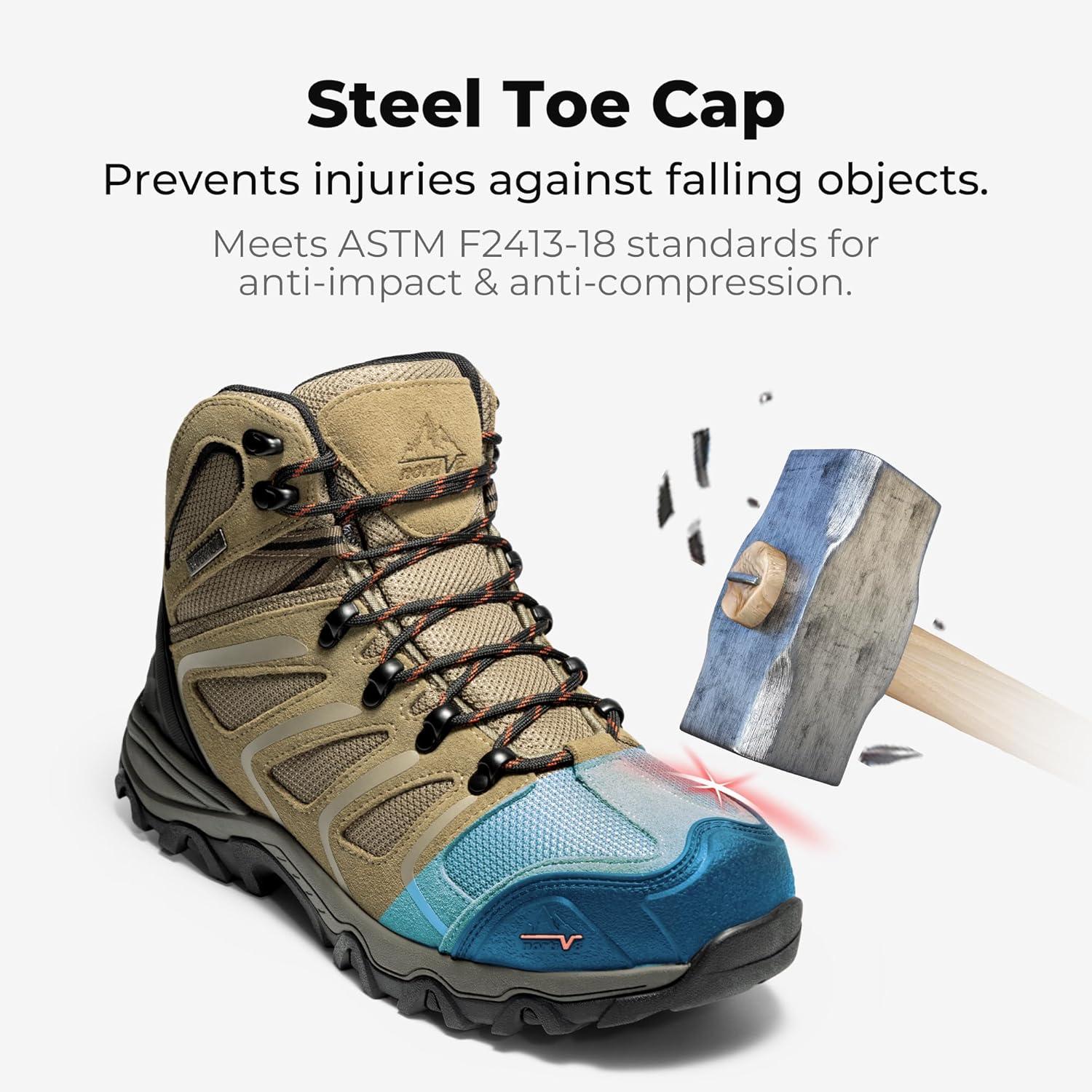 imageNORTIV 8 Mens Waterproof Steel Toe Work BootsTaupe