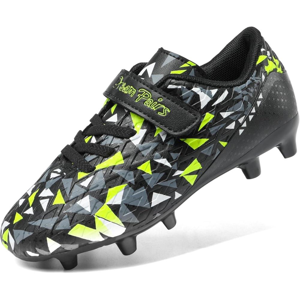 imageDREAM PAIRS Boys Girls Soccer Cleats Kids Football Shoes for LittleBig KidBlackNeon Green