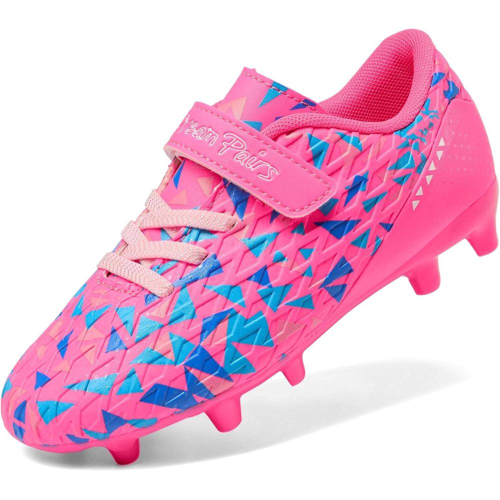 imageDREAM PAIRS Boys Girls Soccer Cleats Kids Football Shoes for LittleBig KidHot PinkRoyal Blue