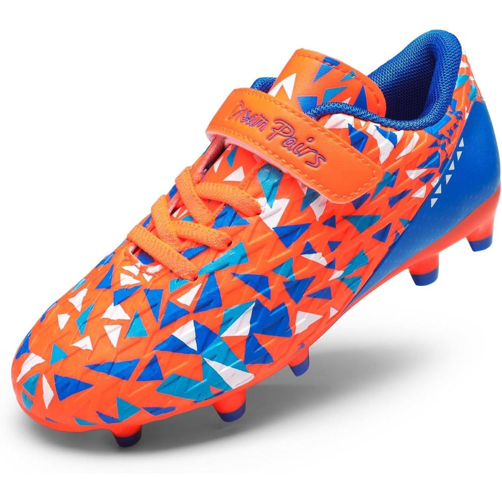 imageDREAM PAIRS Boys Girls Soccer Cleats Kids Football Shoes for LittleBig KidOrangeBlue