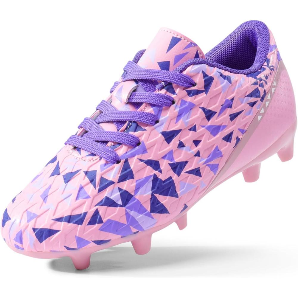imageDREAM PAIRS Boys Girls Soccer Cleats Youth Firm Groud Athletic Outdoor Trainning Football Shoes for LittleBig KidPinkPurple