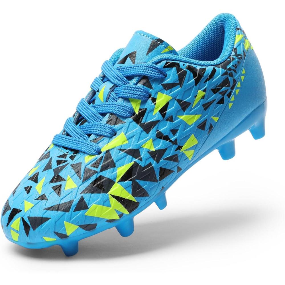 imageDREAM PAIRS Boys Girls Soccer Cleats Youth Firm Groud Athletic Outdoor Trainning Football Shoes for LittleBig KidRoyal BlueBlack