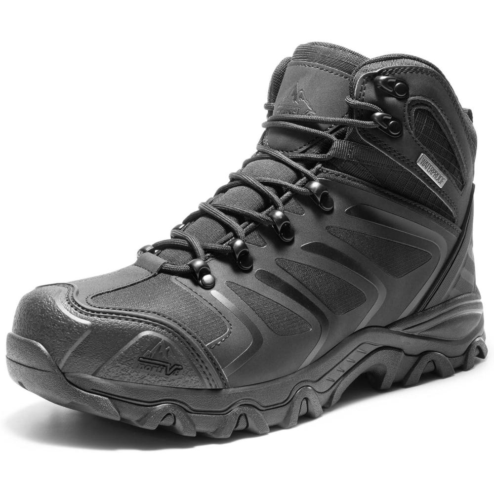 imageNORTIV 8 Mens Waterproof Steel Toe Work BootsAll Black
