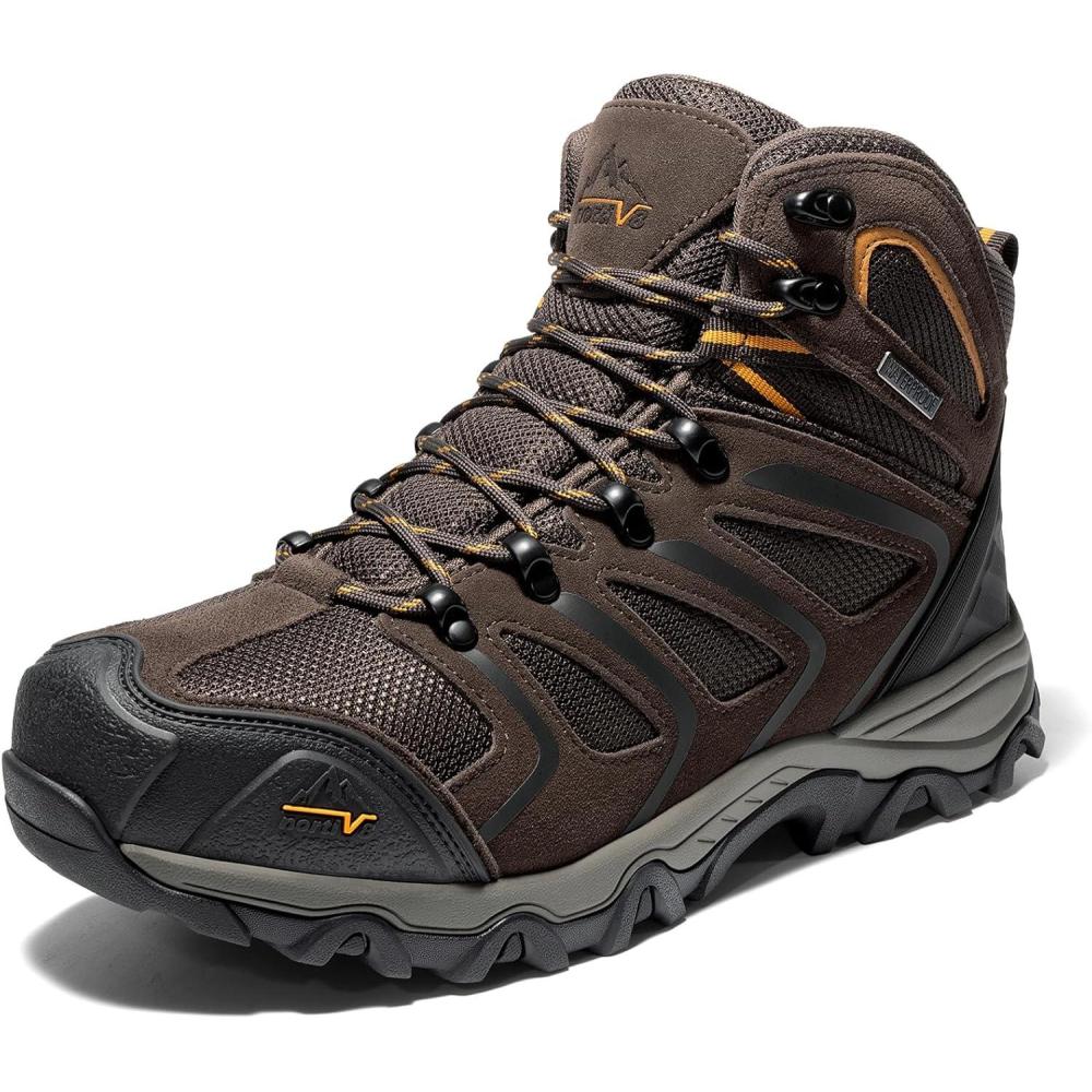 imageNORTIV 8 Mens Waterproof Steel Toe Work BootsBrown