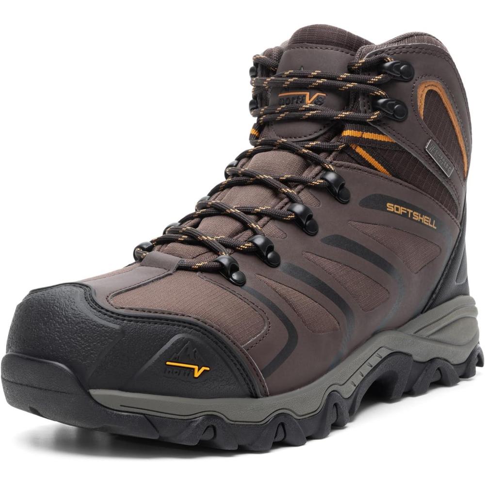 imageNORTIV 8 Mens Waterproof Steel Toe Work BootsBrownBlackTan