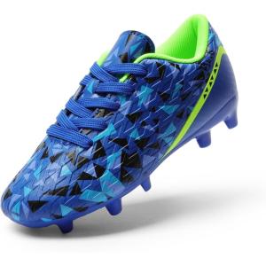DREAM PAIRS Boys Girls Soccer Cleats Youth Firm Groud Athletic Outdoor Trainning Football Shoes for Little/Big Kid(Navy/Blue/Black/Neon Green)
