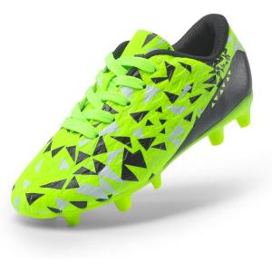 DREAM PAIRS Boys Girls Soccer Cleats Youth Firm Groud Athletic Outdoor Trainning Football Shoes for Little/Big Kid(Neon Green/Black)