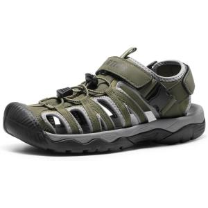NORTIV 8 Men’s Sandals, Closed Toe Athletic Sport Sandals, Mens Summer Shoes, Lightweight Trail Walking Sandals for Men(Army Green)