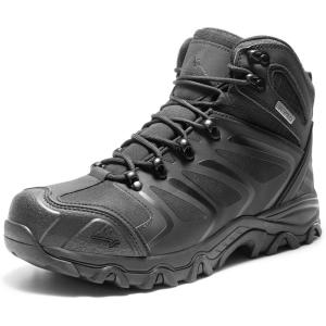 NORTIV 8 Men’s Waterproof Steel Toe Work Boots(All Black)