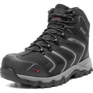 NORTIV 8 Men’s Waterproof Steel Toe Work Boots(Black/Dark/Grey)