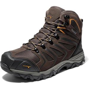 NORTIV 8 Men’s Waterproof Steel Toe Work Boots(Brown)